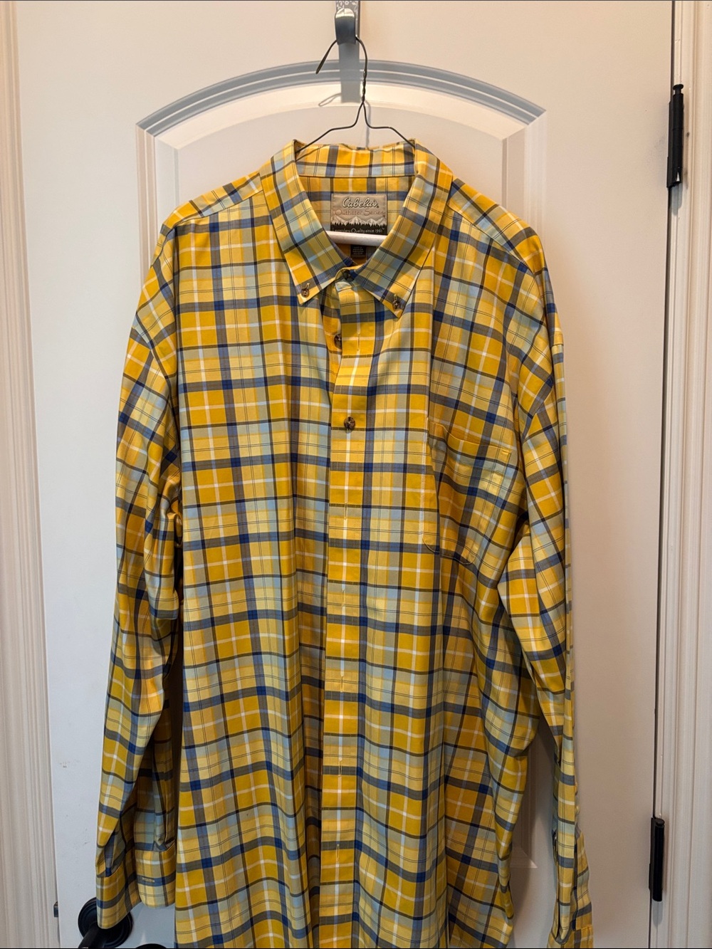 Cabela's Yellow and Blue Plaid Button-Down Shirt